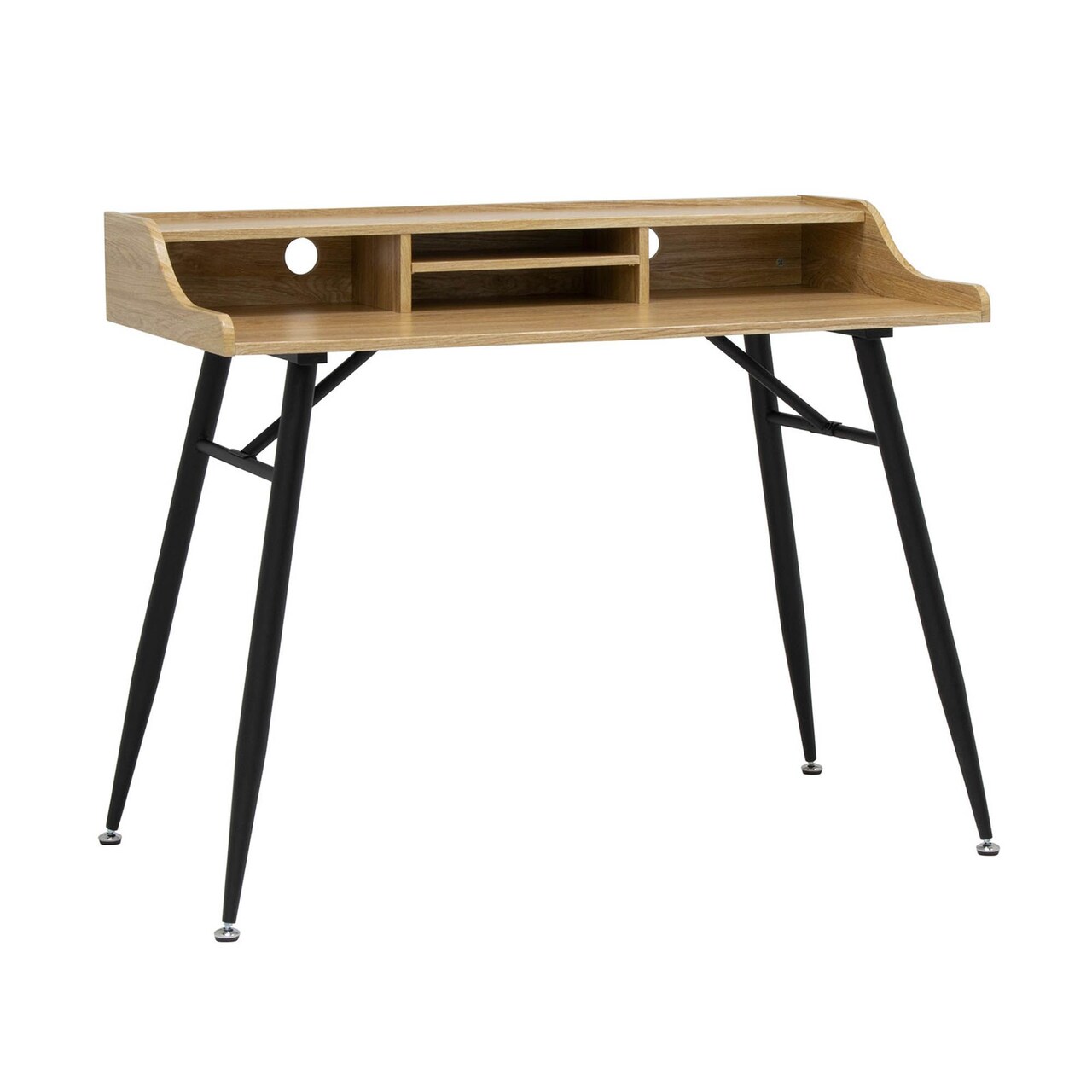 Woodford 45" Modern, Secretary/Writing/Laptop Desk with Storage Hutch Pre-Assembled (Except Legs) - Black, Ashwood